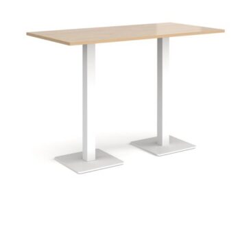 Brescia rectangular poseur table with flat square white bases 1600mm x 800mm kendal oak - BPR1600-WH-KO