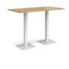 Brescia rectangular poseur table with flat square white bases 1600mm x 800mm oak - BPR1600-WH-O