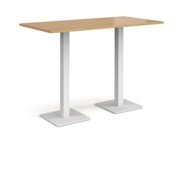Brescia rectangular poseur table with flat square white bases 1600mm x 800mm oak - BPR1600-WH-O