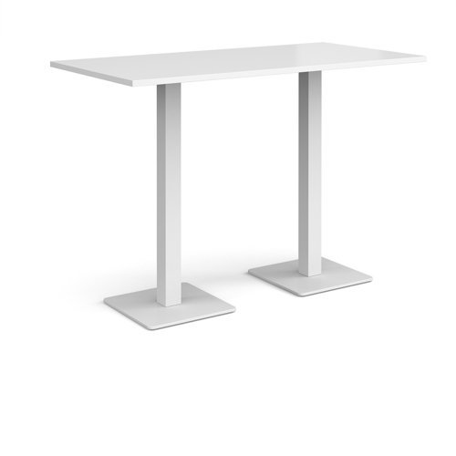 Brescia rectangular poseur table with flat square white bases 1600mm x 800mm white - BPR1600-WH-WH