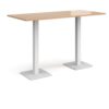Brescia rectangular poseur table with flat square white bases 1800mm x 800mm beech - BPR1800-WH-B