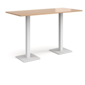 Brescia rectangular poseur table with flat square white bases 1800mm x 800mm beech - BPR1800-WH-B