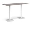 Brescia rectangular poseur table with flat square white bases 1800mm x 800mm grey oak - BPR1800-WH-GO