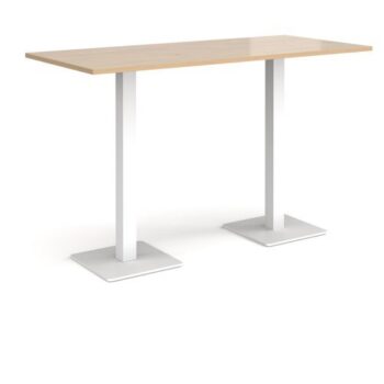 Brescia rectangular poseur table with flat square white bases 1800mm x 800mm kendal oak - BPR1800-WH-KO
