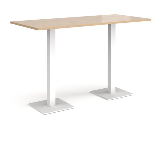 Brescia rectangular poseur table with flat square white bases 1800mm x 800mm kendal oak - BPR1800-WH-KO