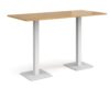 Brescia rectangular poseur table with flat square white bases 1800mm x 800mm oak - BPR1800-WH-O