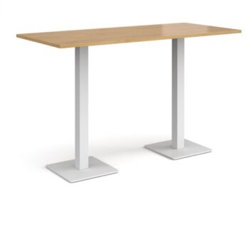 Brescia rectangular poseur table with flat square white bases 1800mm x 800mm oak - BPR1800-WH-O