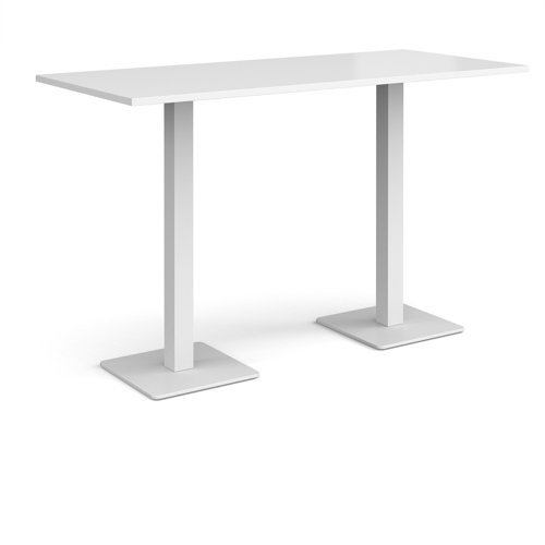 Brescia rectangular poseur table with flat square white bases 1800mm x 800mm white - BPR1800-WH-WH