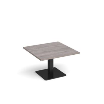 Brescia square coffee table with flat square black base 800mm grey oak - BCS800-K-GO