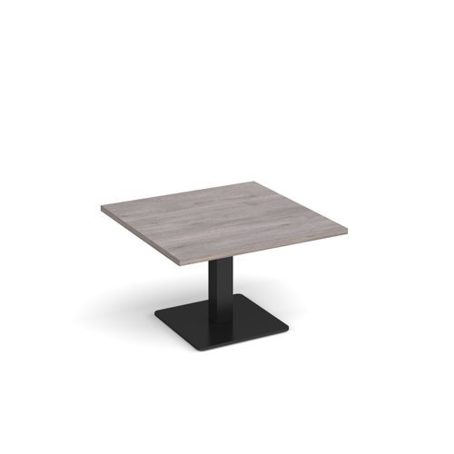 Brescia square coffee table with flat square black base 800mm grey oak - BCS800-K-GO