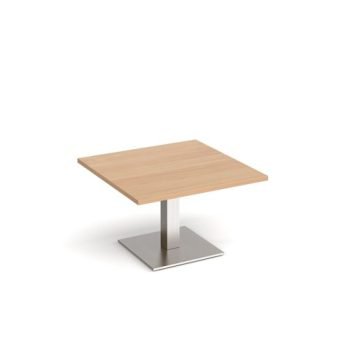 Brescia square coffee table with flat square brushed steel base 800mm beech - BCS800-BS-B