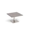Brescia square coffee table with flat square brushed steel base 800mm grey oak - BCS800-BS-GO
