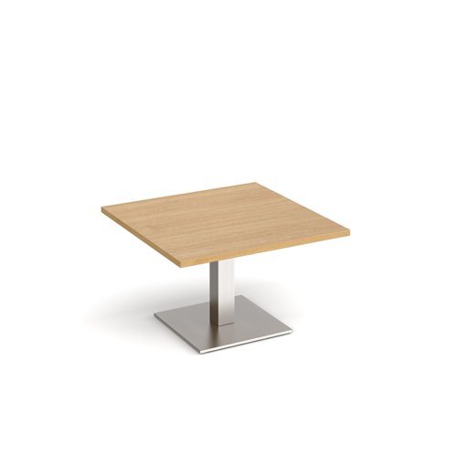 Brescia square coffee table with flat square brushed steel base 800mm oak - BCS800-BS-O