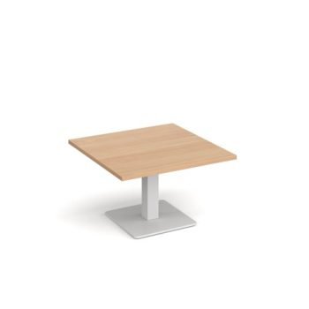 Brescia square coffee table with flat square white base 800mm beech - BCS800-WH-B