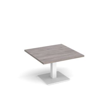 Brescia square coffee table with flat square white base 800mm grey oak - BCS800-WH-GO