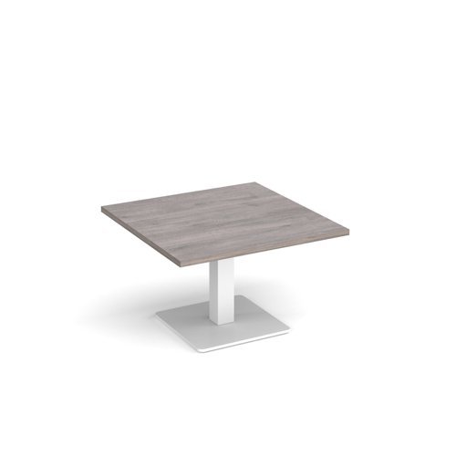 Brescia square coffee table with flat square white base 800mm grey oak - BCS800-WH-GO