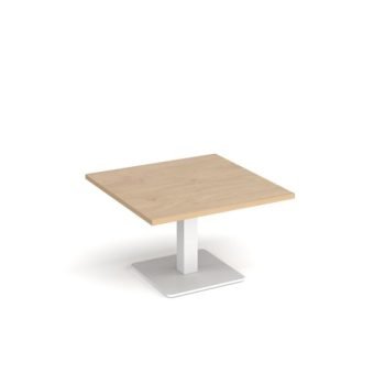Brescia square coffee table with flat square white base 800mm kendal oak - BCS800-WH-KO