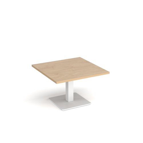 Brescia square coffee table with flat square white base 800mm kendal oak - BCS800-WH-KO