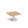 Brescia square coffee table with flat square white base 800mm oak - BCS800-WH-O