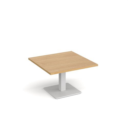Brescia square coffee table with flat square white base 800mm oak - BCS800-WH-O
