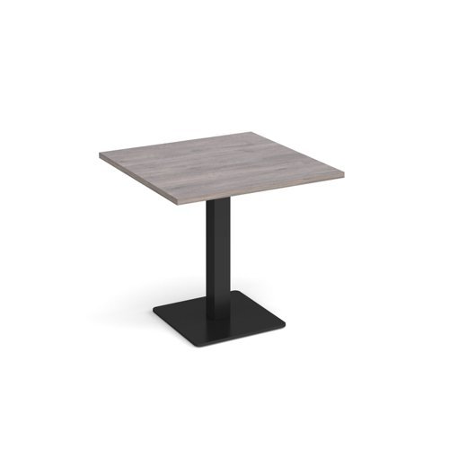 Brescia square dining table with flat square black base 800mm grey oak - BDS800-K-GO