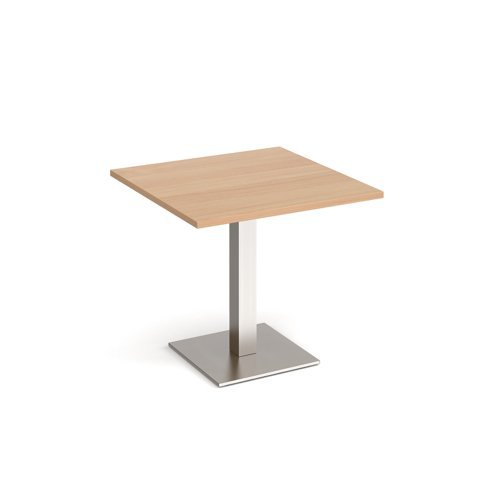 Brescia square dining table with flat square brushed steel base 800mm beech - BDS800-BS-B