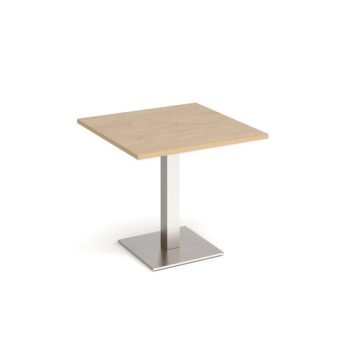 Brescia square dining table with flat square brushed steel base 800mm kendal oak - BDS800-BS-KO