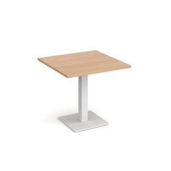 Brescia square dining table with flat square white base 800mm beech - BDS800-WH-B