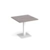 Brescia square dining table with flat square white base 800mm grey oak - BDS800-WH-GO