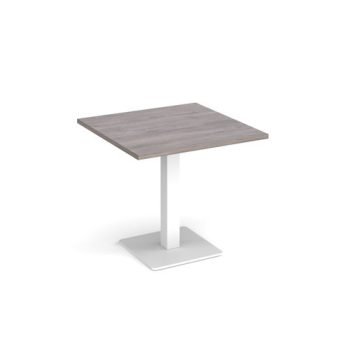 Brescia square dining table with flat square white base 800mm grey oak - BDS800-WH-GO