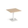 Brescia square dining table with flat square white base 800mm kendal oak - BDS800-WH-KO