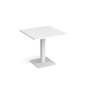 Brescia square dining table with flat square white base 800mm white - BDS800-WH-WH