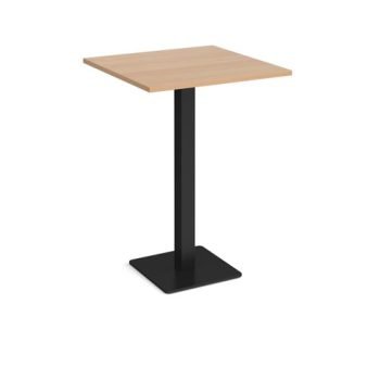 Brescia square poseur table with flat square black base 800mm beech - BPS800-K-B