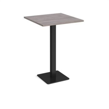 Brescia square poseur table with flat square black base 800mm grey oak - BPS800-K-GO