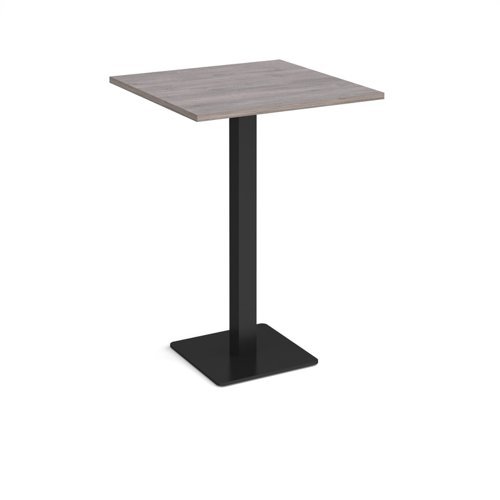 Brescia square poseur table with flat square black base 800mm grey oak - BPS800-K-GO