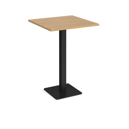 Brescia square poseur table with flat square black base 800mm oak - BPS800-K-O