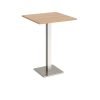 Brescia square poseur table with flat square brushed steel base 800mm beech - BPS800-BS-B