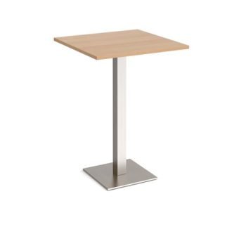 Brescia square poseur table with flat square brushed steel base 800mm beech - BPS800-BS-B