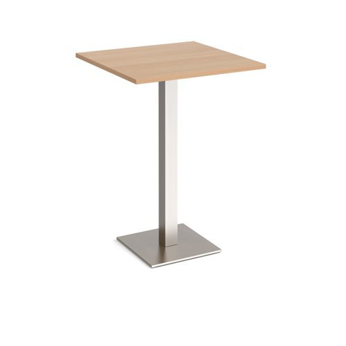 Brescia square poseur table with flat square brushed steel base 800mm beech - BPS800-BS-B