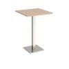 Brescia square poseur table with flat square brushed steel base 800mm kendal oak - BPS800-BS-KO