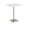 Brescia square poseur table with flat square brushed steel base 800mm white - BPS800-BS-WH