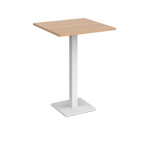 Brescia square poseur table with flat square white base 800mm beech - BPS800-WH-B