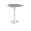 Brescia square poseur table with flat square white base 800mm grey oak - BPS800-WH-GO