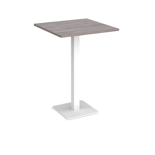 Brescia square poseur table with flat square white base 800mm grey oak - BPS800-WH-GO