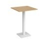 Brescia square poseur table with flat square white base 800mm oak - BPS800-WH-O