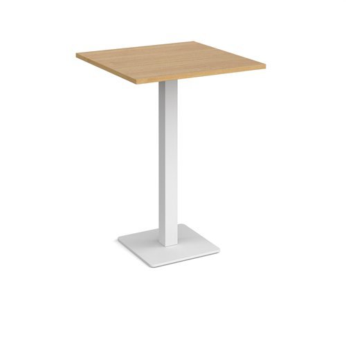 Brescia square poseur table with flat square white base 800mm oak - BPS800-WH-O