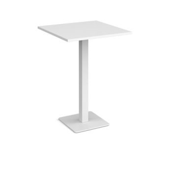 Brescia square poseur table with flat square white base 800mm white - BPS800-WH-WH