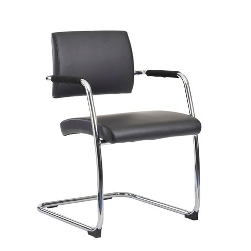 Bruges meeting room cantilever chair (pack of 2) black faux leather - BRU100C1