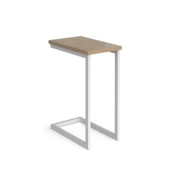 Buddy laptop table with white frame and oblong top kendal oak - BUDDY-2-WH-KO