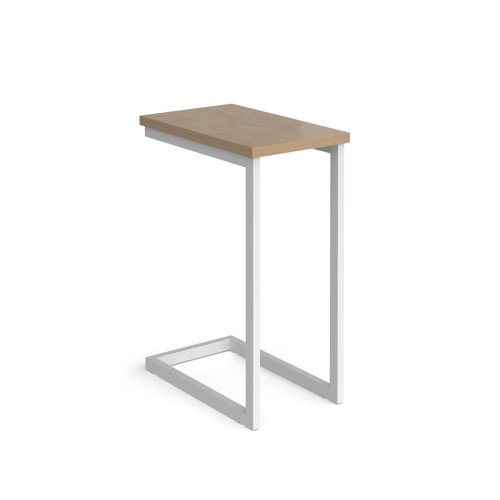 Buddy laptop table with white frame and oblong top kendal oak - BUDDY-2-WH-KO